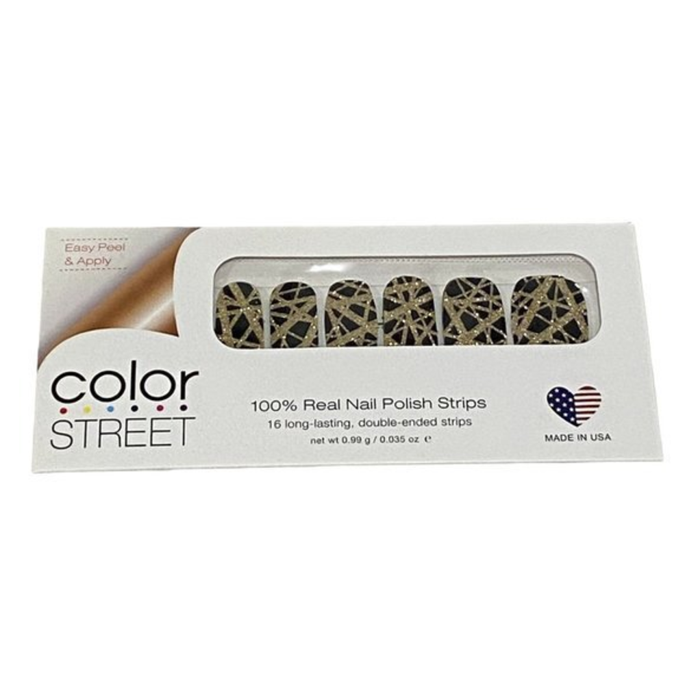 Color Street Best in Brooklyn Black and‎ Gold Nail Strips NWT Retired